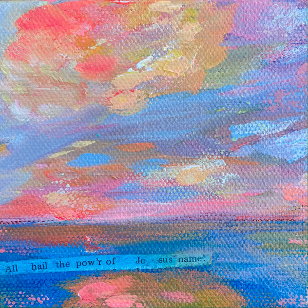 "The Power of His Name" Original Abstract Sunset Painting 4x12 inches