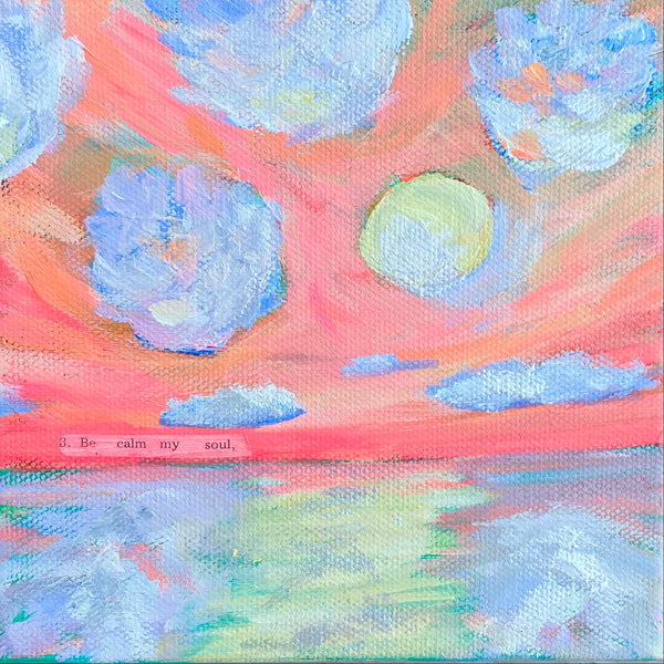 "Calm My Soul" Original Abstract Sunset Painting 6x6 inches