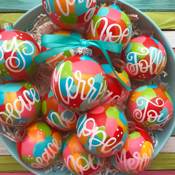 Hand Painted Shatterproof Rainbow Colored Christmas Ornaments