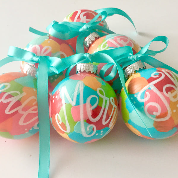 Hand Painted Shatterproof Rainbow Colored Christmas Ornaments