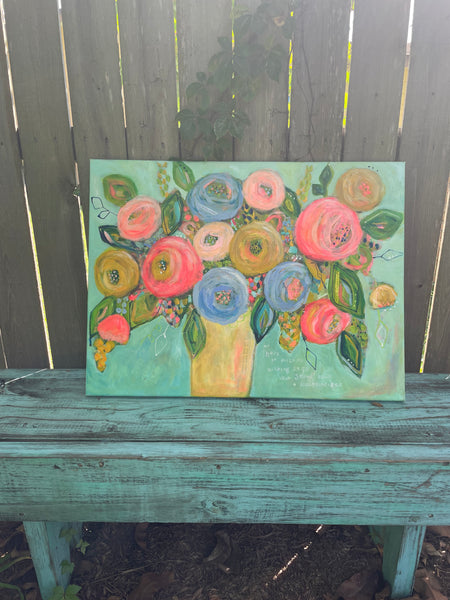 Original Abstract Floral Painting in Cotton Candy Pastels 18x24 inches: "Nothing Less"