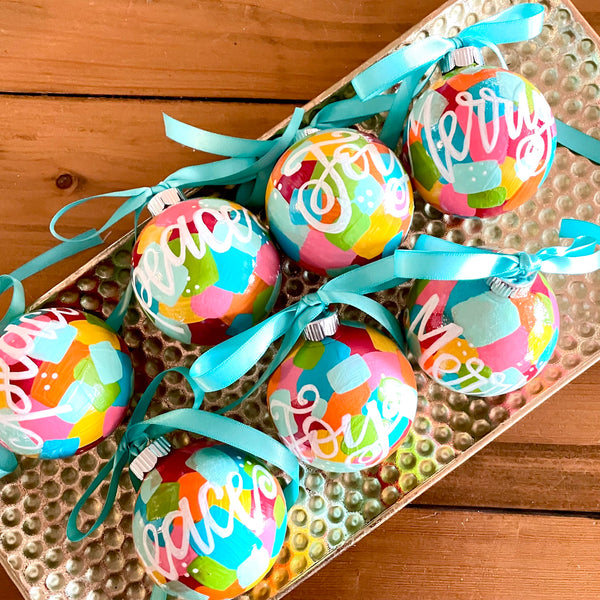 IMPERFECT Hand Painted Shatterproof Rainbow Colored Christmas Ornaments