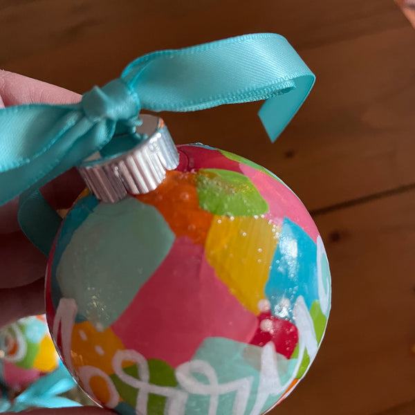 IMPERFECT Hand Painted Shatterproof Rainbow Colored Christmas Ornaments