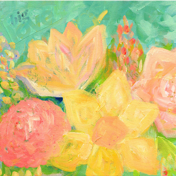 Large Original Panoramic Floral Painting: "Big Love" 12x36 inches