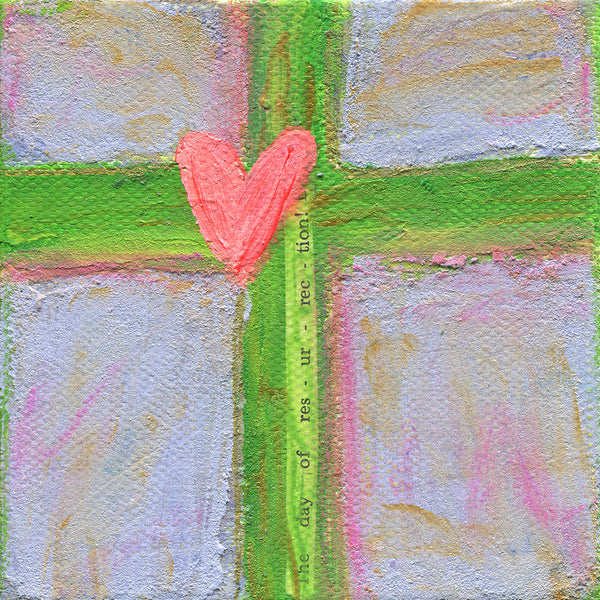 Purple and Green Cross "Resurrection" 4x4 inches: Cross Collection