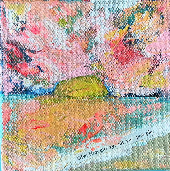 "Give Him Glory" Original Abstract Sunset Painting 4x4 inches