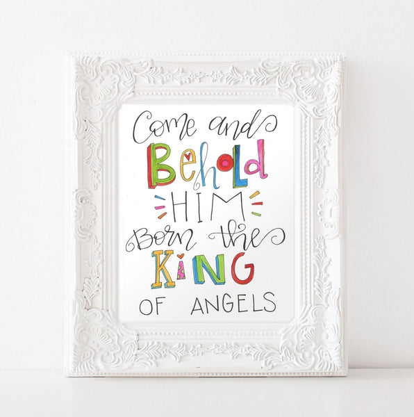 O Come All ye Faithful print • Come And Behold Him • Handlettered Christmas Printable Art • Instant Download • Christmas Wall Decor