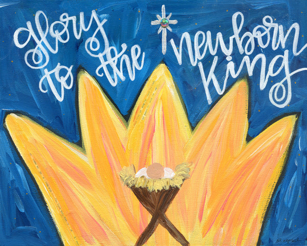 Nativity Art Print. Glory to the Newborn King.