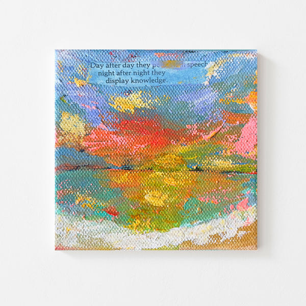 "Pour Forth Speech" Original Abstract Sunset Painting 4x4 inches