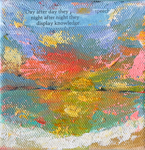 "Pour Forth Speech" Original Abstract Sunset Painting 4x4 inches