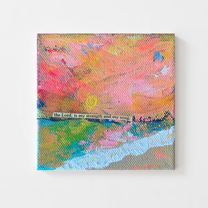"My Strength and My Song" Original Abstract Sunset Painting 4x4 inches