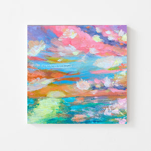 "Holy Holy Holy" Original Abstract Sunset Painting 6x6 inches