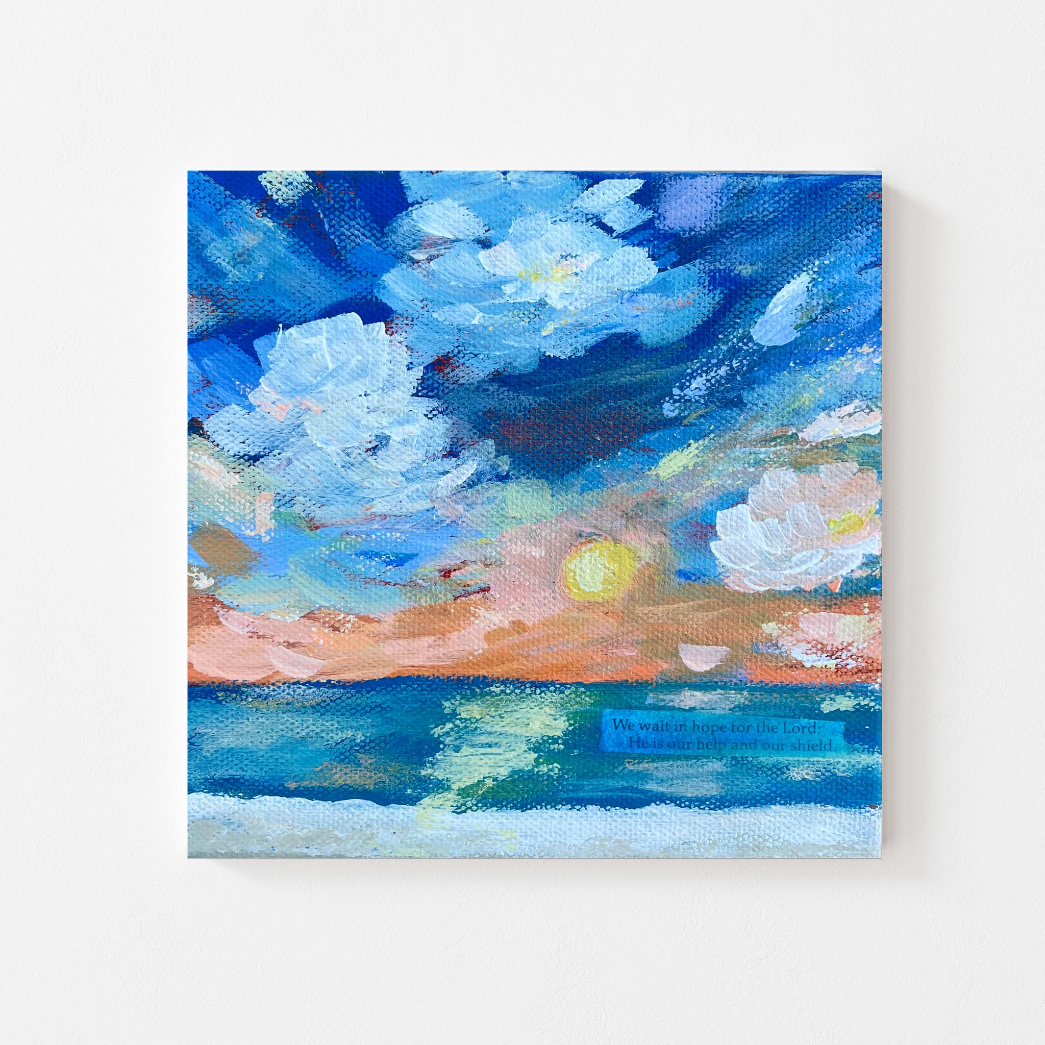"Pour Forth Speech" Original Abstract Sunset Painting 6x6 inches