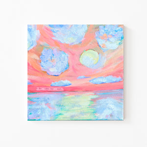 "Calm My Soul" Original Abstract Sunset Painting 6x6 inches