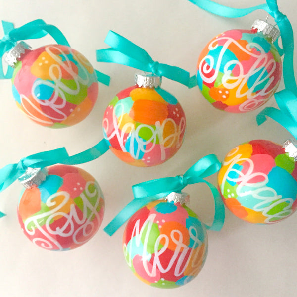 Hand Painted Shatterproof Rainbow Colored Christmas Ornaments