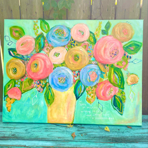 Original Abstract Floral Painting in Cotton Candy Pastels 18x24 inches: "Nothing Less"