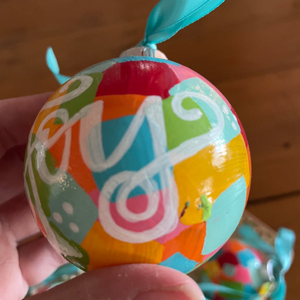 IMPERFECT Hand Painted Shatterproof Rainbow Colored Christmas Ornaments