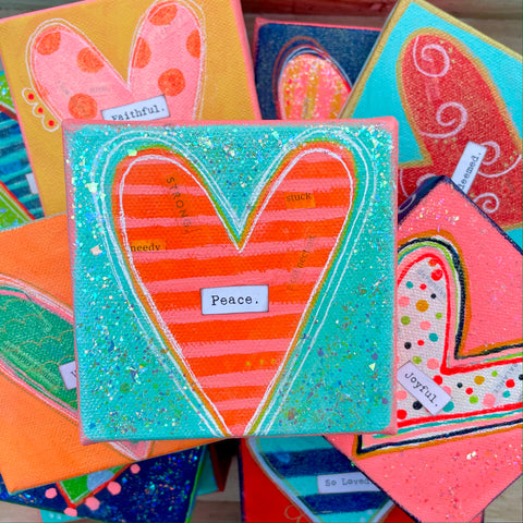 Tangerine and Bubble Gum Stripes - Inside Out Heart Series