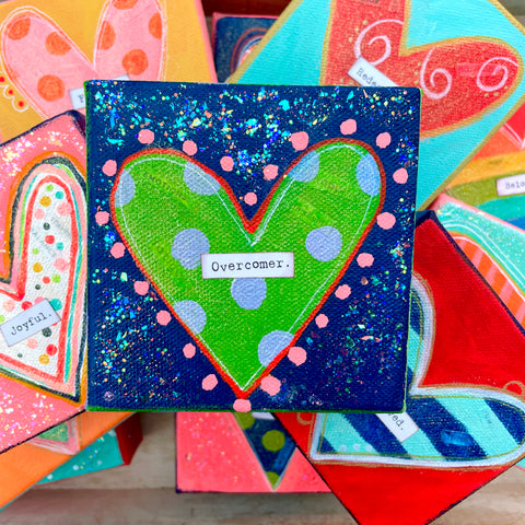 Lime and Periwinkle Dots  - Inside Out Heart Series