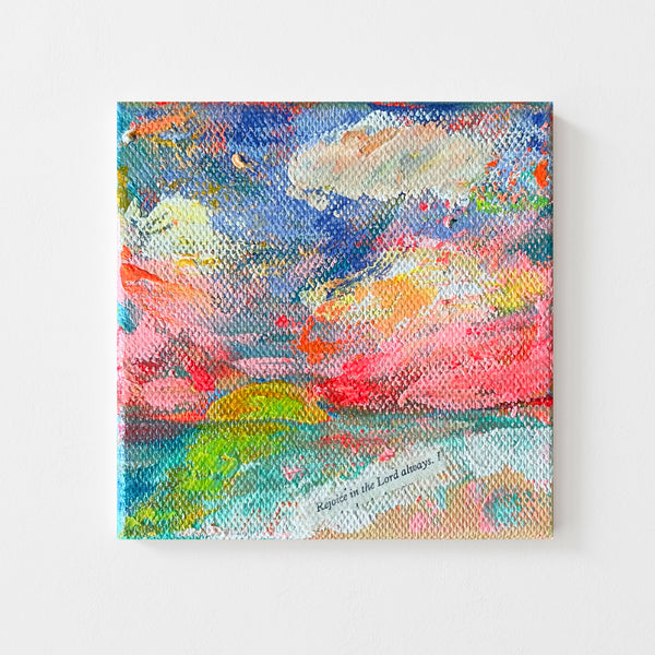 "Rejoice" Original Abstract Sunset Painting 4x4 inches
