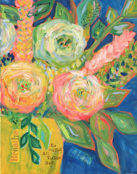 Floral Painting: "All Things New"  11x14 inches
