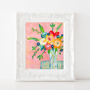 Amazing Grace colorful flower bouquet art print