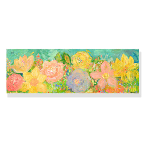 Large Original Panoramic Floral Painting: "Big Love" 12x36 inches