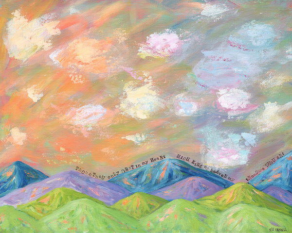 DAMAGED - Mountain Sunset Painting: "Treasure" 16x20 inches