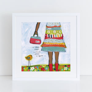 Hope Brave Girl Art Print with darker skin tone