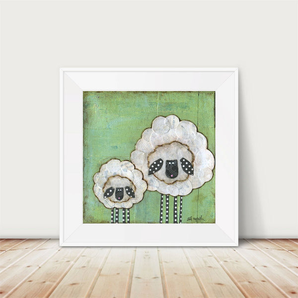 Mama and Baby Sheep Art Print