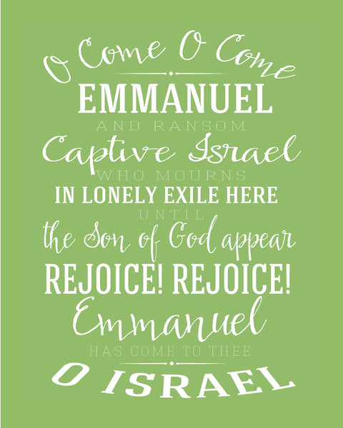 Christmas Printable Art Print • O Come O Come Emmanuel • Christmas Carol • Hymn Print • Typography Sign • Holiday Wall Art • Christmas Decor