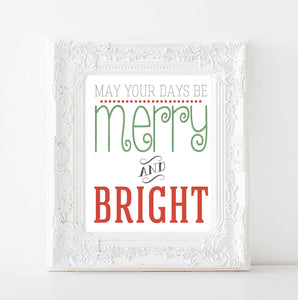 Merry and Bright print • Christmas printable decor • Holiday wall art • Christmas Sign • Typography • Red and Green decor • Instant Download