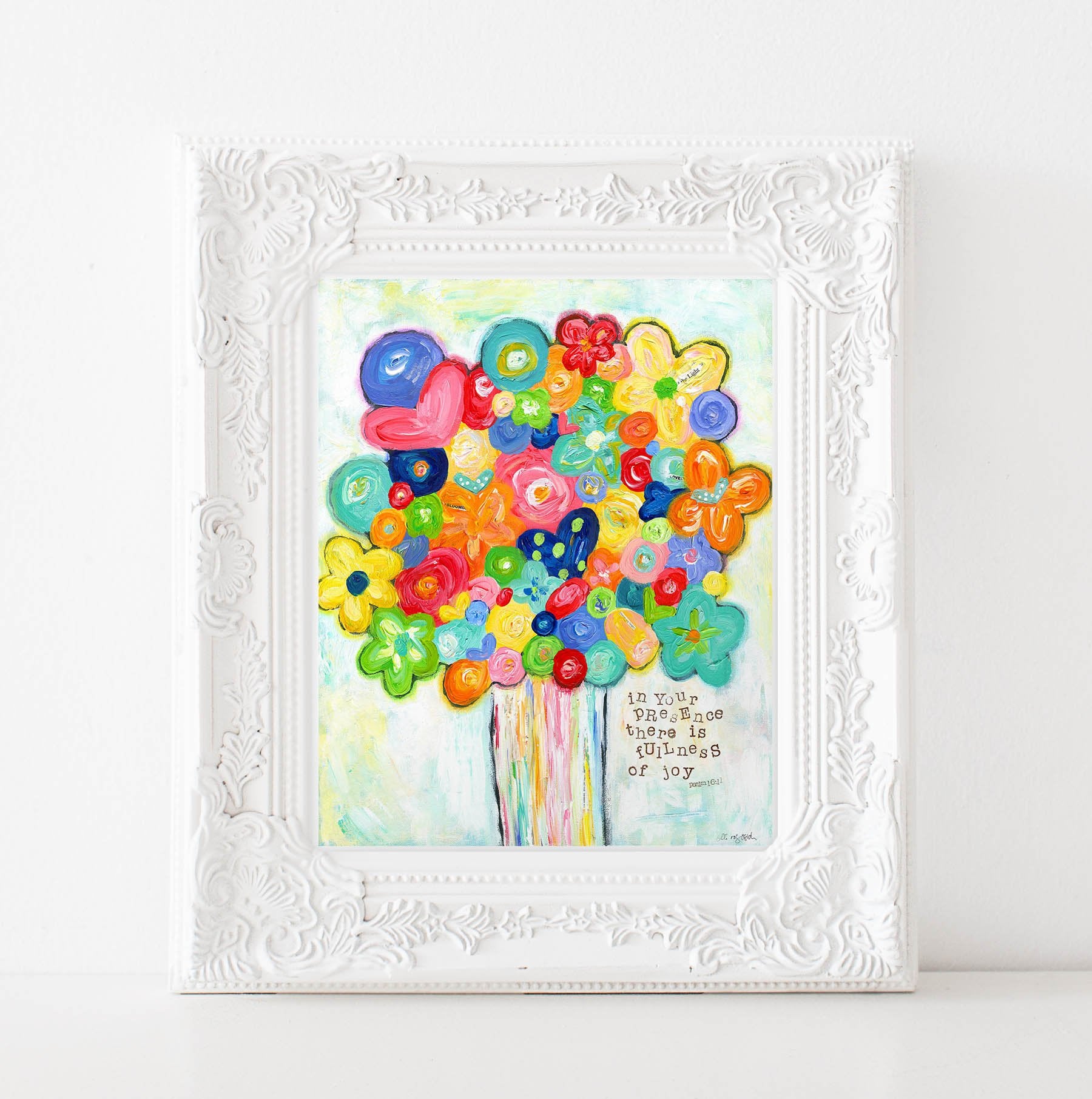 Bright Colorful Flower Art print. Flower bouquet painting. Original art print.