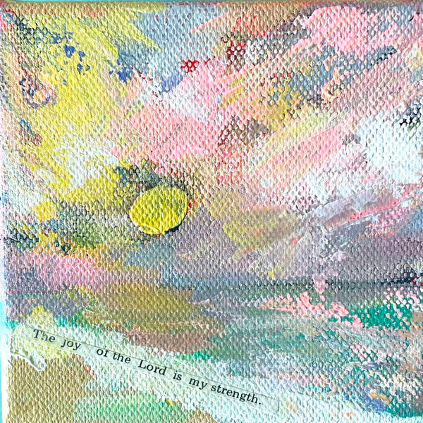 "Joy of the Lord" Original Abstract Sunset Painting 4x4 inches