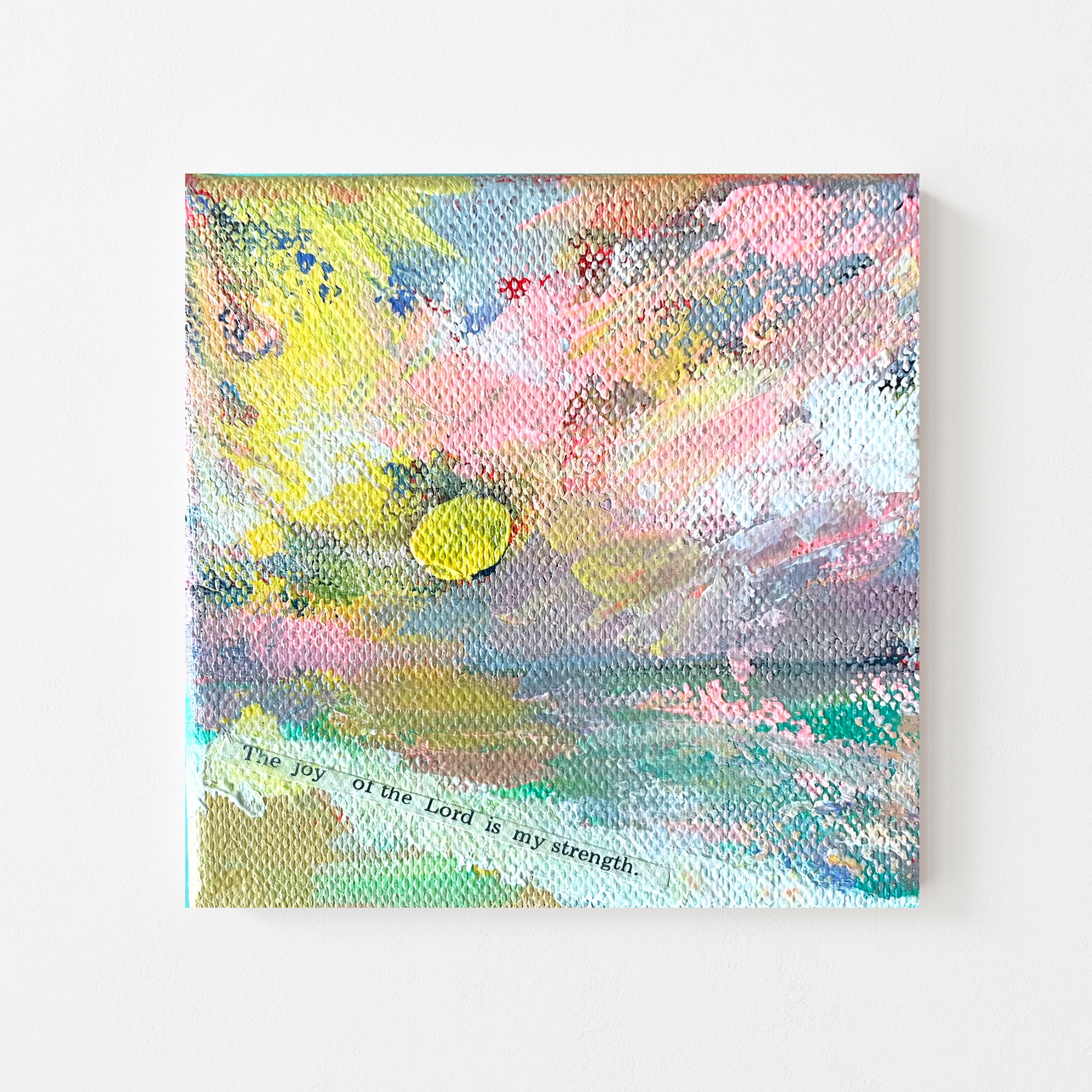 "Joy of the Lord" Original Abstract Sunset Painting 4x4 inches