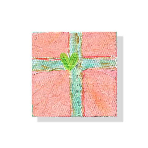 Pink and Aqua Cross "Life Eternal" 4x4 inches: Cross Collection