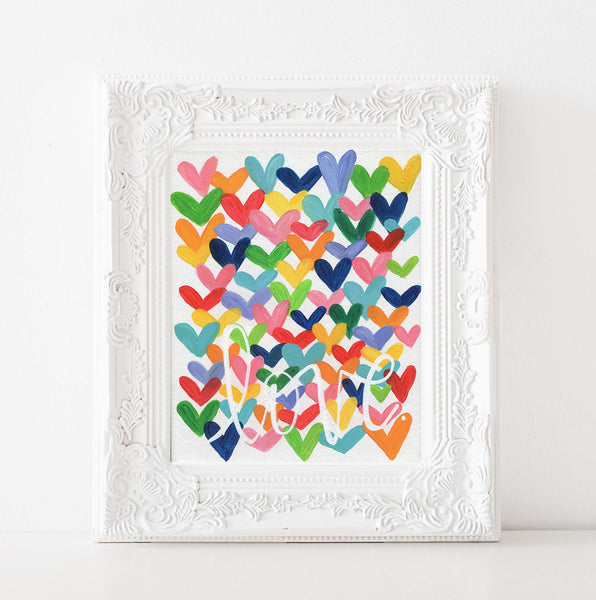 Love. Multi colored heart art print