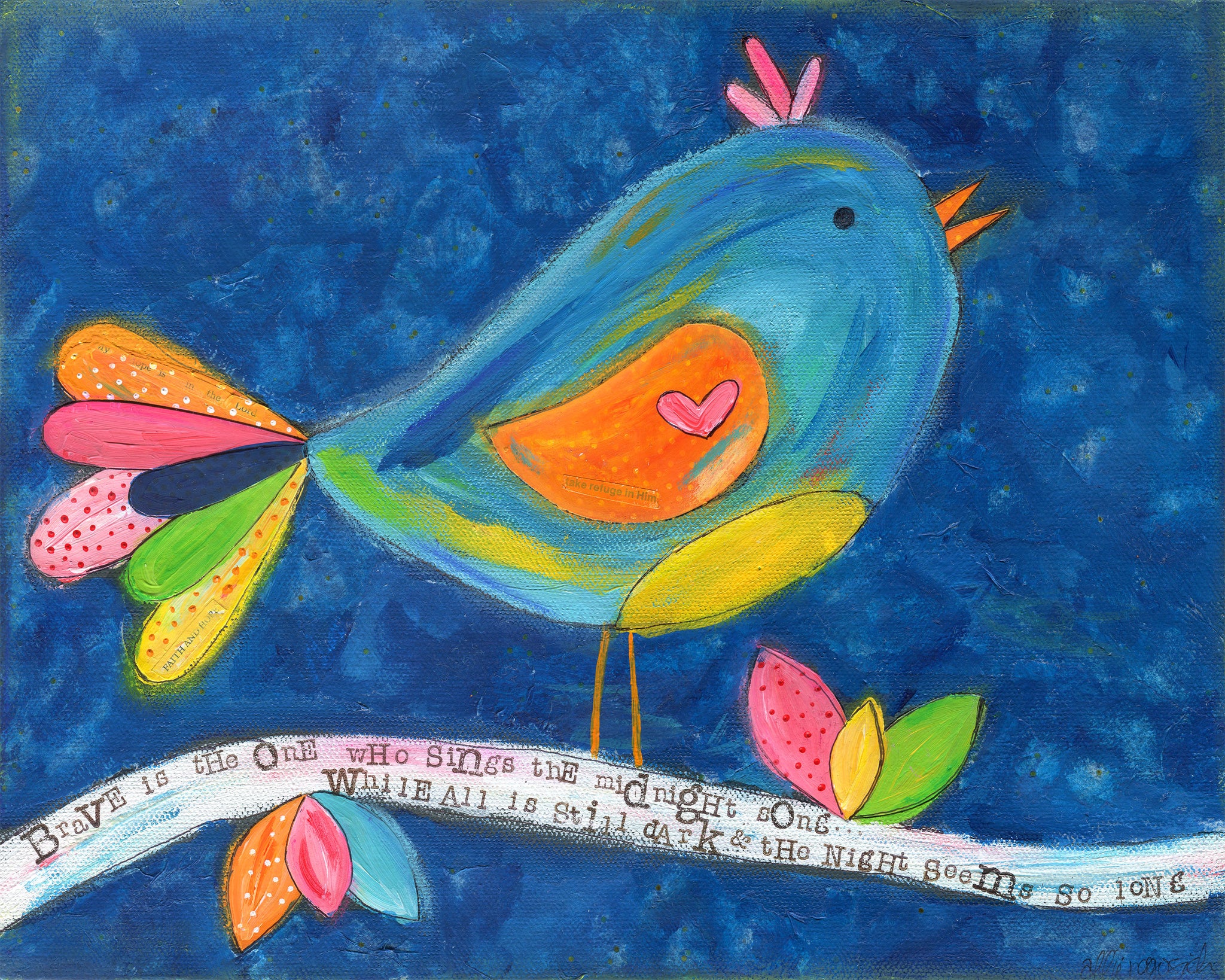 Midnight Bird Original art print. – theartandsoulshop