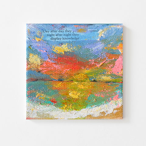 "Pour Forth Speech" Original Abstract Sunset Painting 4x4 inches