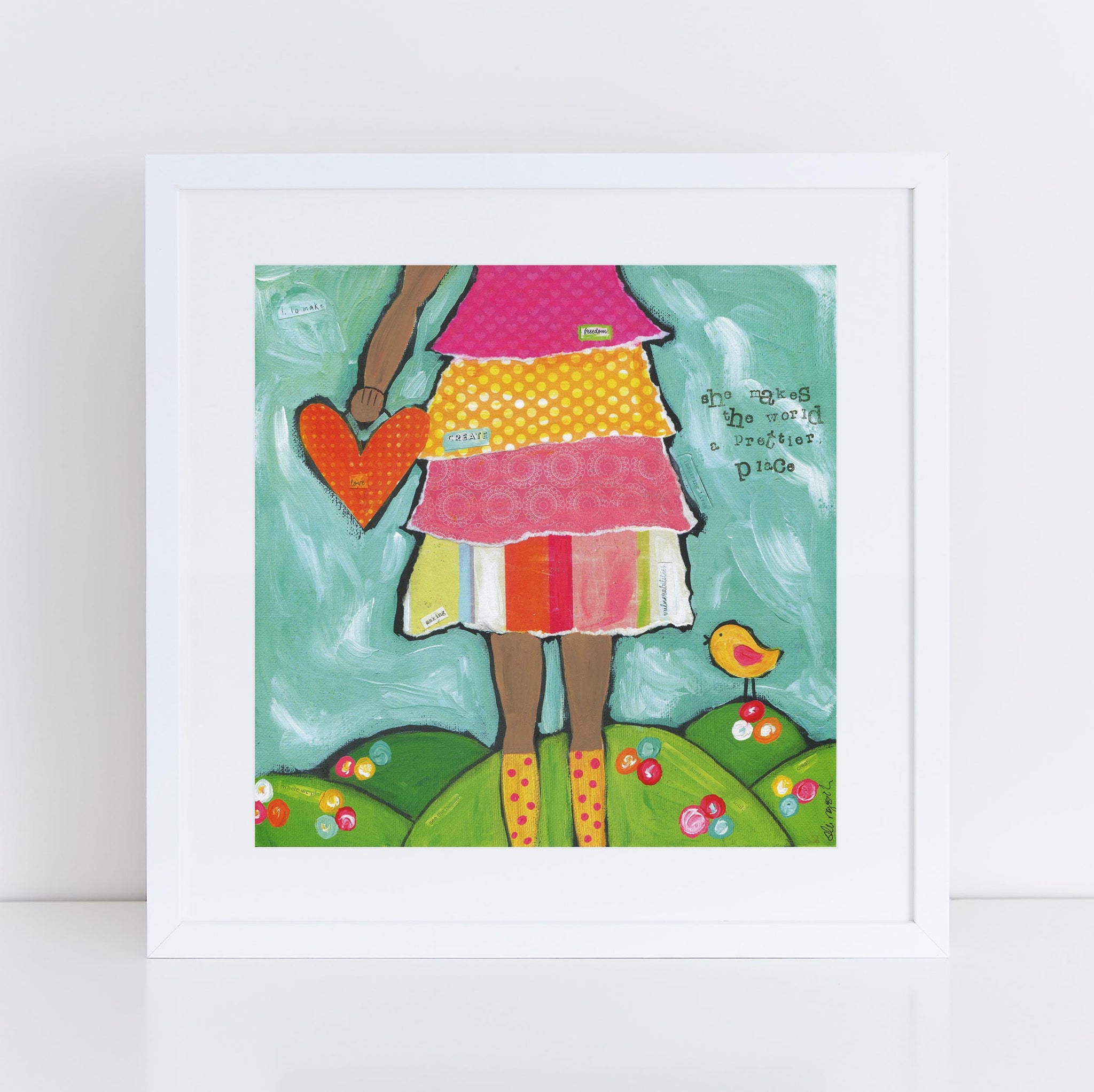She Makes the World a Prettier Place Brave Girls Art Print with darker skin
