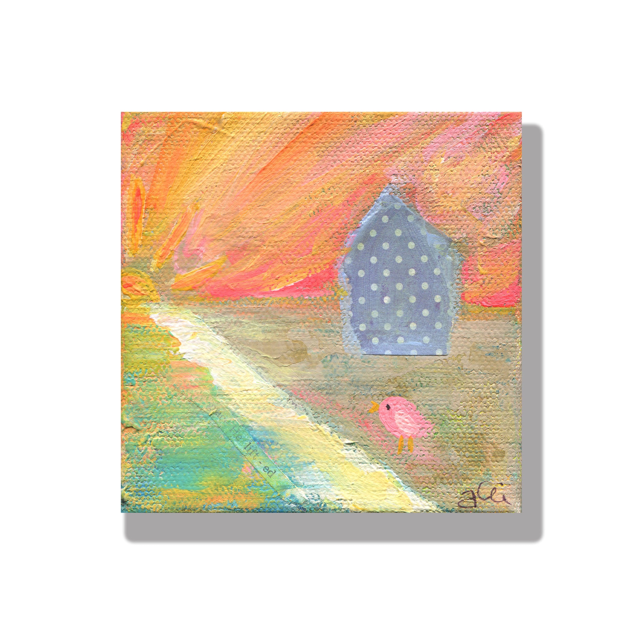 "Purple Paradise" -  Abstract Sunset Painting 4x4 inches