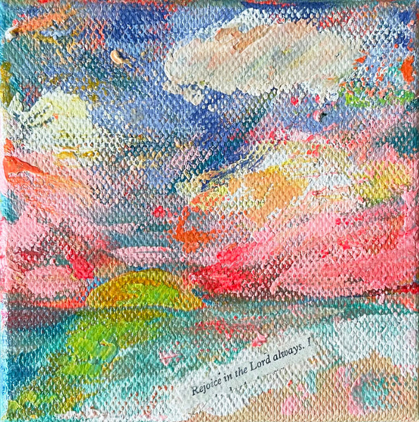 "Rejoice" Original Abstract Sunset Painting 4x4 inches