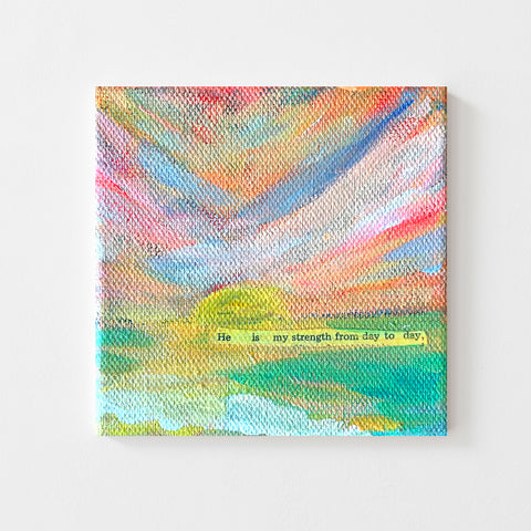 "Day to Day" Original Abstract Sunset Painting 4x4 inches