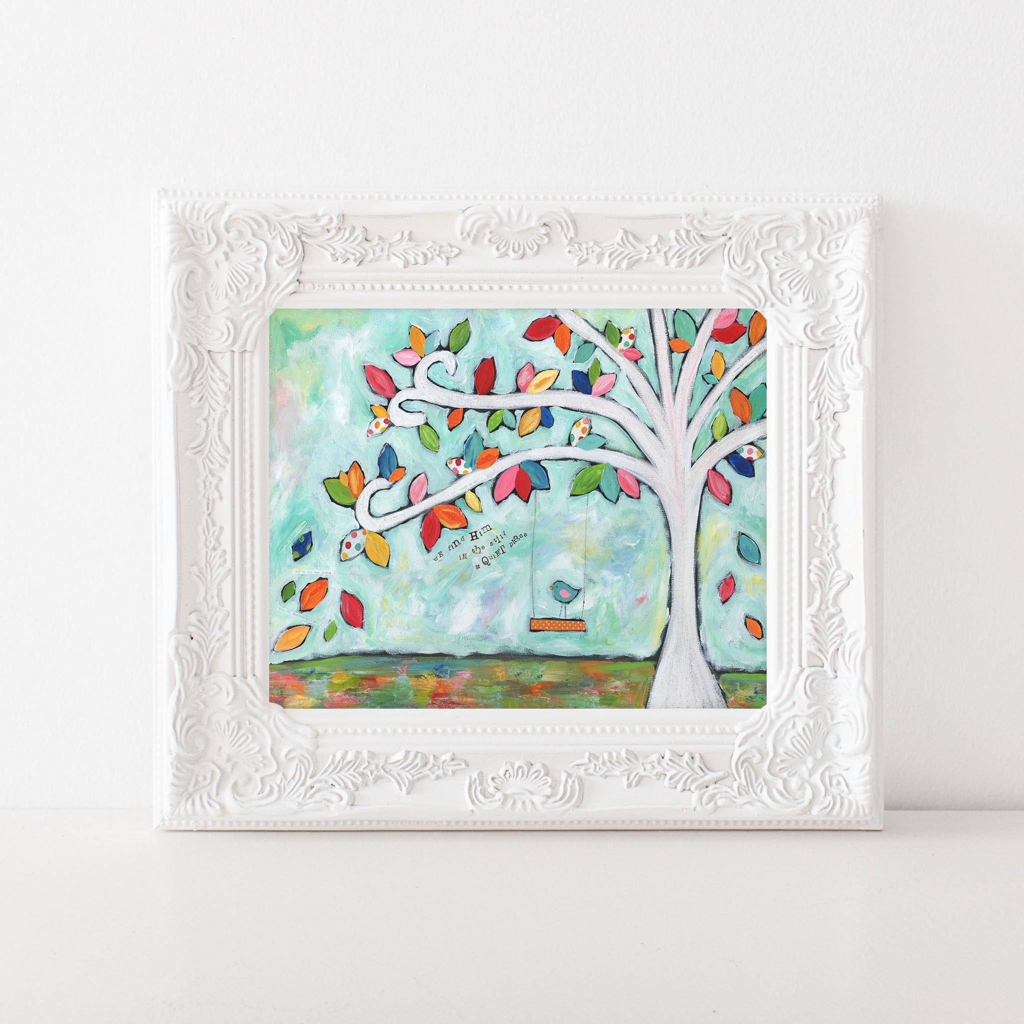 Flower tree swing art print